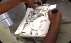 地下鉄で似顔絵を描く人