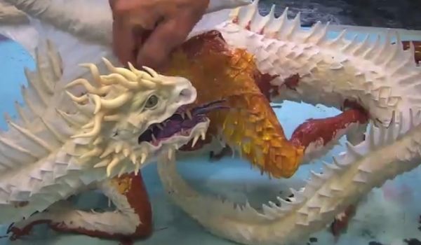 張り子のドラゴン制作タイムラプス